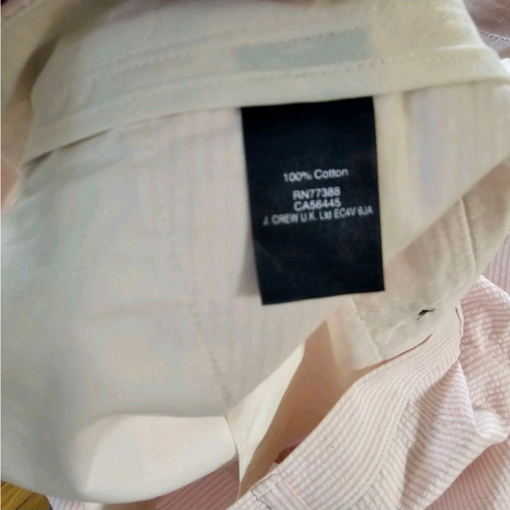 J.Crew Mens Flat Front Shorts Waist 38 White Pink Seersucker - Picture 4 of 5